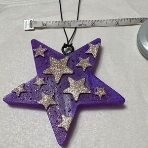 Vibrant Purple Star Necklace with Glitter Car freshie
